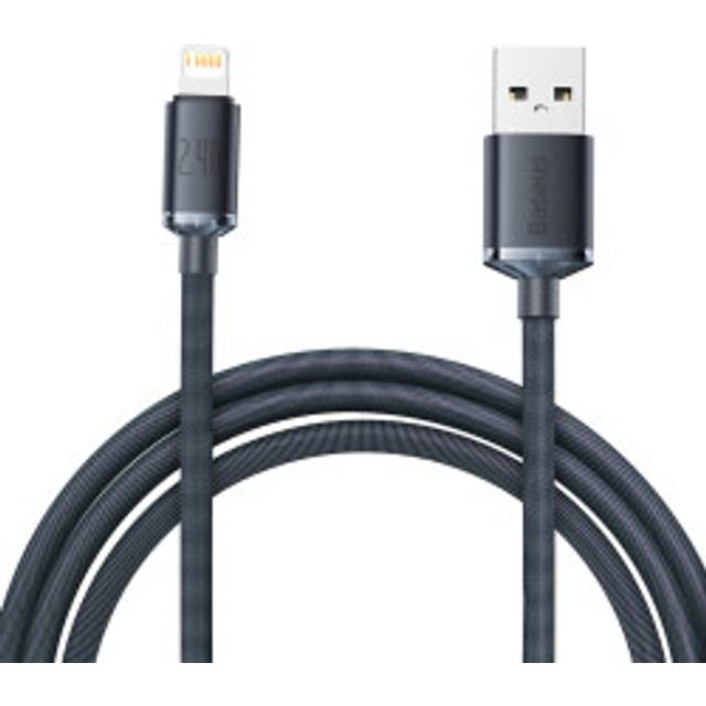 Kabel för snabbladdning och dataöverföring USB Iphone Lightning 2.4A 2m svart