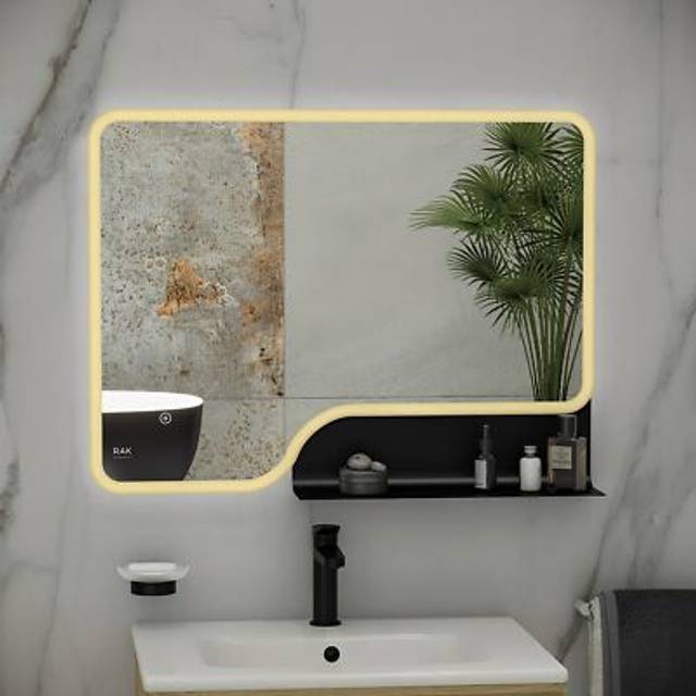 RAK Ceramics Ornate Illuminated LED Mirror | Brushed Gold | Glass/Aluminium | 600mm x 800mm