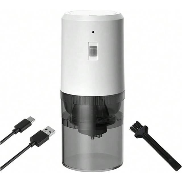 (White  Gray) Electric Coffee Grinder Electric Bean Grinder Coffee Machine Portable Home Rechargeable Grinder Kitchen Tool Durable (White)