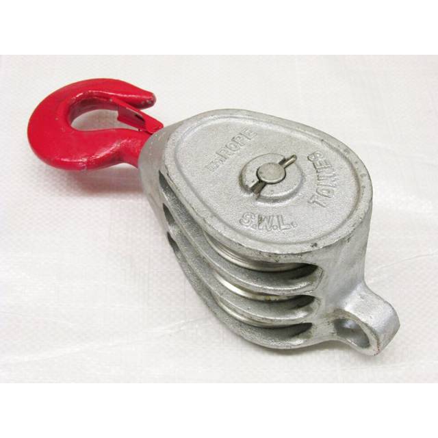 "(5 Inch, Hook for Wire Rope) Treble Sheave Lifting Pulley Block 3"" - 10"""