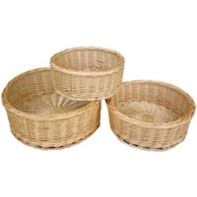 Set of 3 Round Straight-Sided Wicker Tray