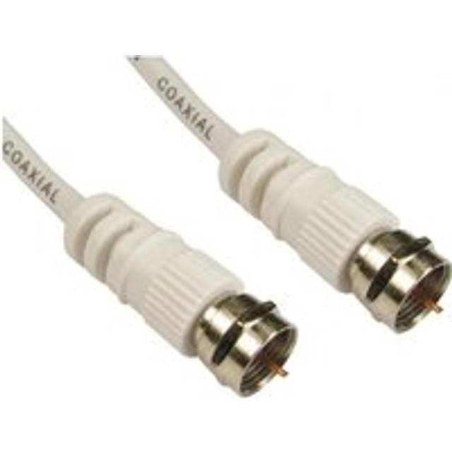 2m F Type Connector Lead Cable Coaxial with F Connectors - White