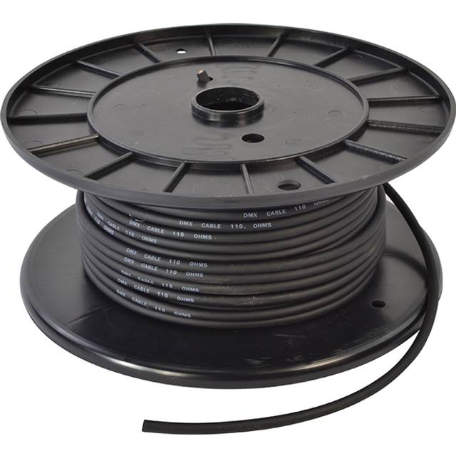 DMX Cable 50m Roll, 3 Core Black For Light Fittings & Controllers