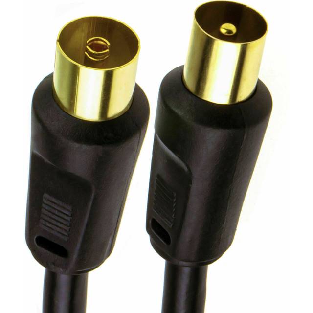 kenable RF Coaxial TV Aerial Lead Coax Plug to Socket Black Cable GOLD 0.5m