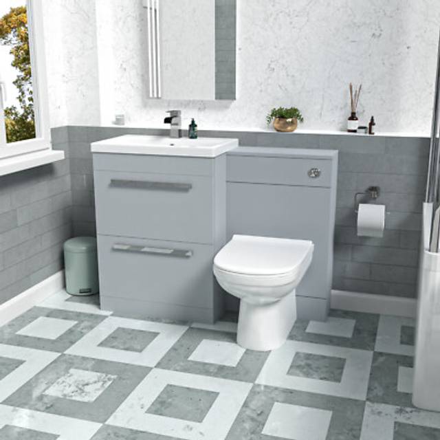 Nes Home Matte Grey 600mm Floorstanding 2 Drawer Vanity WC Unit & BTW Toilet