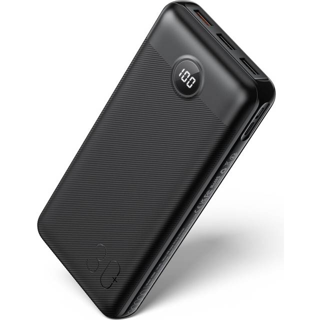 Veger power bank 30000mah, 20w fast charging pd 18w qc 3.0 usb c black