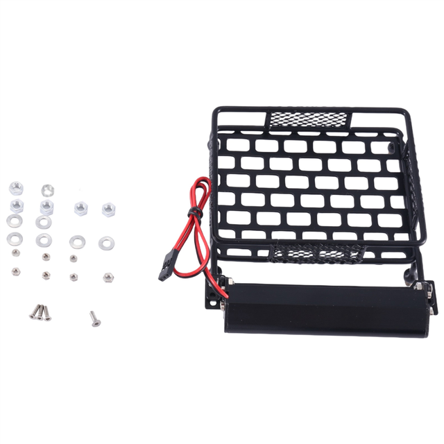 Metal 110X100mm Luggage Carrier Roof Rack With Light Bar for CC01 CR01 D90 Axial SCX10 1/10 RC Crawler Car