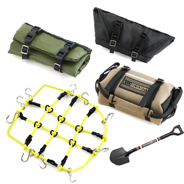 5Pcs Storage Bag Roof Sleeping Luggage Net Shovel Decoration for TRX4M Axial SCX24 1/18 1/24 RC Crawler Car,4