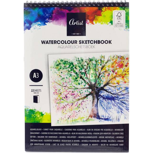 A3 Watercolour Sketchbook | 22 Sheets Artist Painting Sketch Pad 160gsm Cartridge Paper | Drawing Pad Sketching Book for Artists