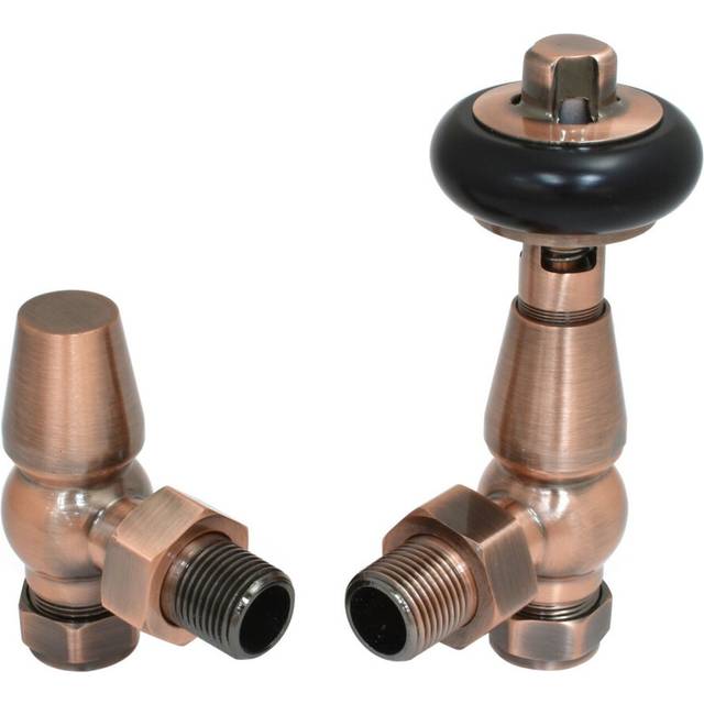 (Antique Copper) Warmehaus Chelsea Traditional Angled TRV Thermostatic Radiator Valves
