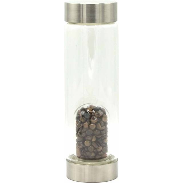Crystal Infused Glass Water Bottle - Determined Tiger's Eye - Chips