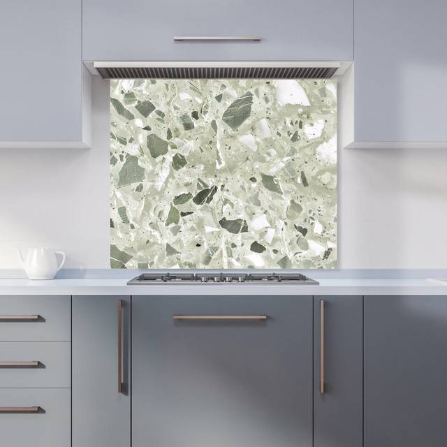 Warren Reed - Designer Sage Green And White Quartz Effect Kitchen Splashback W900Mm X H750Mm, Multi