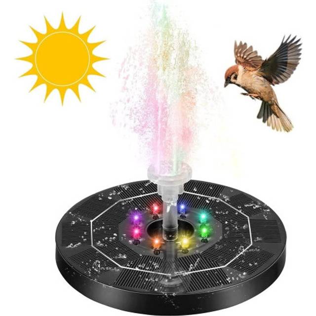 Solar Fountain Pump Water Feature Pumps with LED Light Garden Pool Bird Bath Pond Outdoor