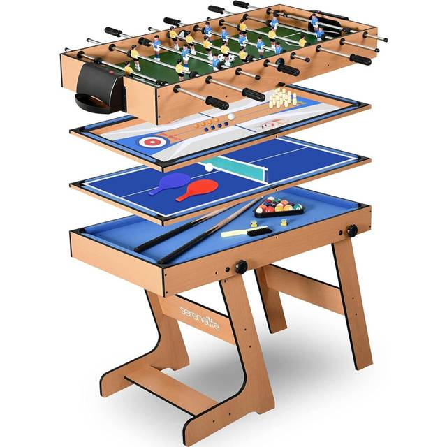 SereneLife 5 in 1 Multi Game Table, 40? Folding Combo Sports Arcade Games with Foosball Soccer, Pool Billiards, Ping Pong, Bowling and Shuffleboard