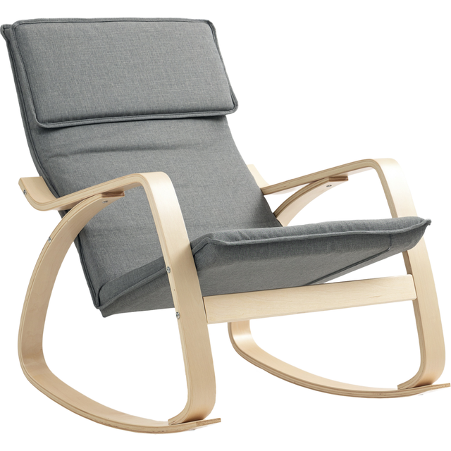 HOMCOM Comfortable Relax Rocking Chair with High Back, Grey, Grey