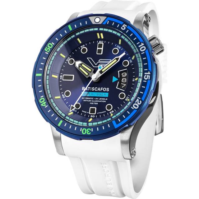 Vostok Europe Men's Diver Watch Batiscafos White/blue Nh35-511e768-wht