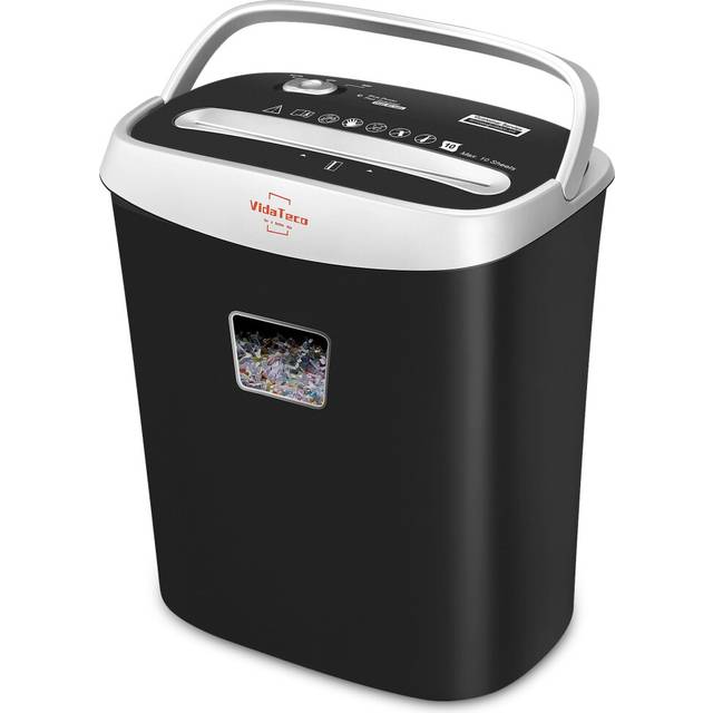 VidaTeco10-Sheet Home Shredder, Cross-Cut Paper Shredder Shreds Paper/Card/Staple/Clip Small Office Shredder Machine, High Security Level P-4 Jam