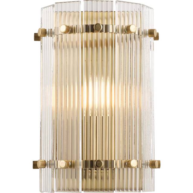 John Lewis Textured Glass Wall Light, Antique Brass