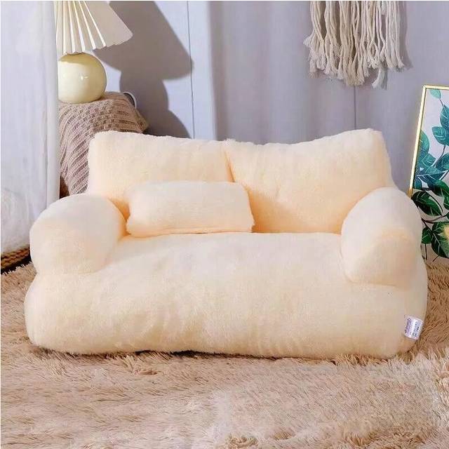 (Meat pink) Pet Couch Bed, Washable Cat Beds for Medium Small Dogs & Cats up to 25 lbs, Dog Beds with Non-Slip Bottom, Fluffy Cat Couch
