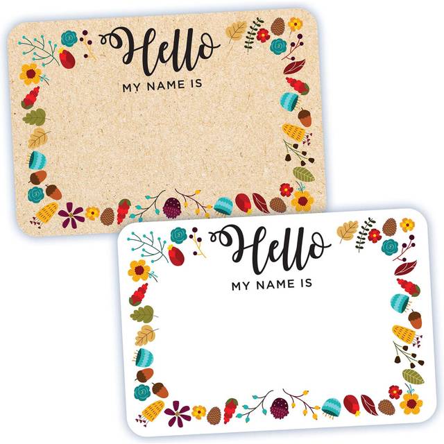Avery Hello My Name is Thanksgiving Name Tags  Autumn Leaves  No Lift  No Curl  Handwrite Only  36 Name Tags