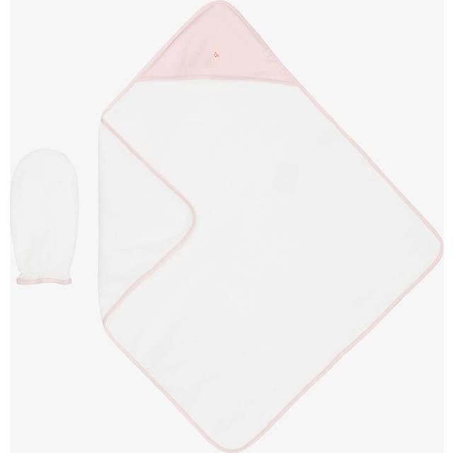 Kissy Kissy Girls White & Pink Cotton Hooded Towel & Mitt Set