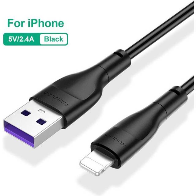 (black, Lightning-1M) KUULAA USB Cable - Fast Charge, Type C & Micro
