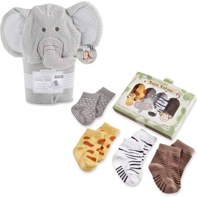 Safari Gift Set with Elephant Hooded Towel & 4-Pair Sock Set