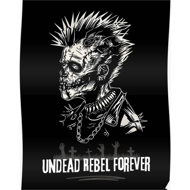 "(Zombie Punk - Unique Punk Zombie Graphic Tee for Horror Fans=6397) Posters 16x20"" or 18x18inch Wall Art Living Room Bedroom DÃ©cor Print"