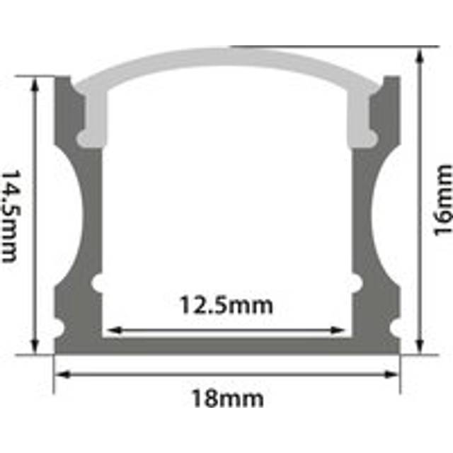 Aluminium LED Tape Profile Channel Diffuser - Tall Crown 1m