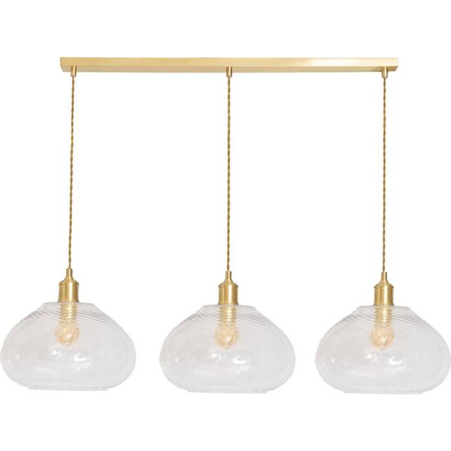 ValueLights Corinne Twill Glass 3 Drop Brushed Gold Diner LED Ceiling Pendant Light - Black