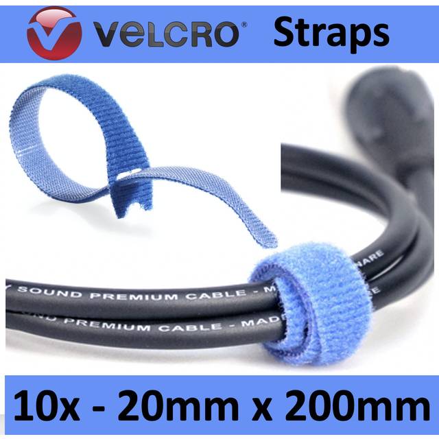 10x Blue Genuine Velcro Onewrap® Cable Ties 20x200mm Cleat Strap Zip Hook Loop