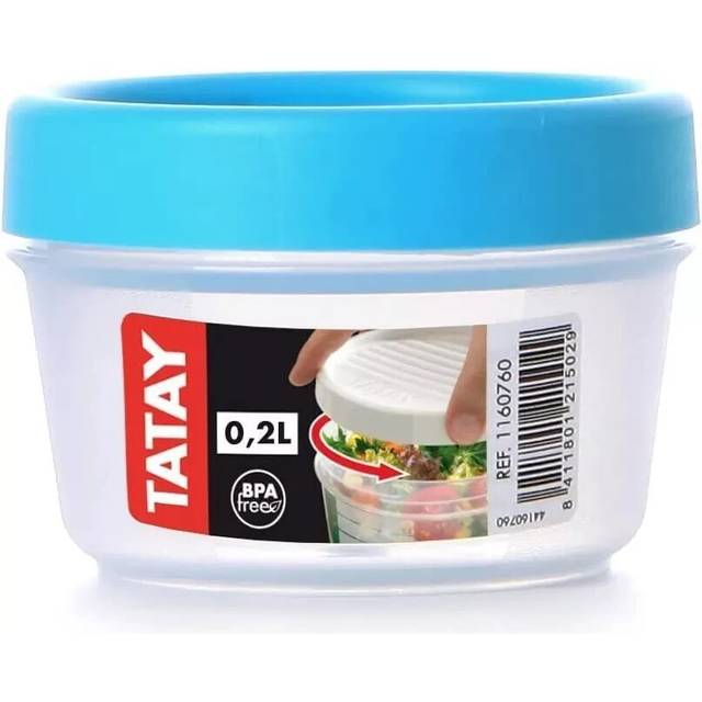 TATAY Fiambrera de Alimentos, Herm?tica, 0.2L de Capacidad, Tapa de Rosca, Libre de BPA, Apto Microondas y Lavavajillas, Color Blanco. Medidas: 8,5 x