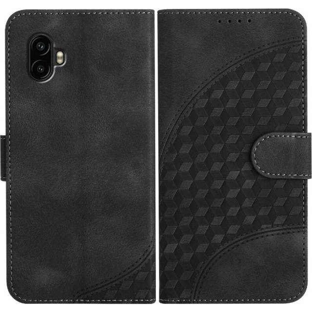(Black) Flip Case for Samsung Galaxy Xcover 7 Pro Flip Business Magnetic Card Holder Geometric Pattern Pu Leather Flip Cover Shockproof Leather Case