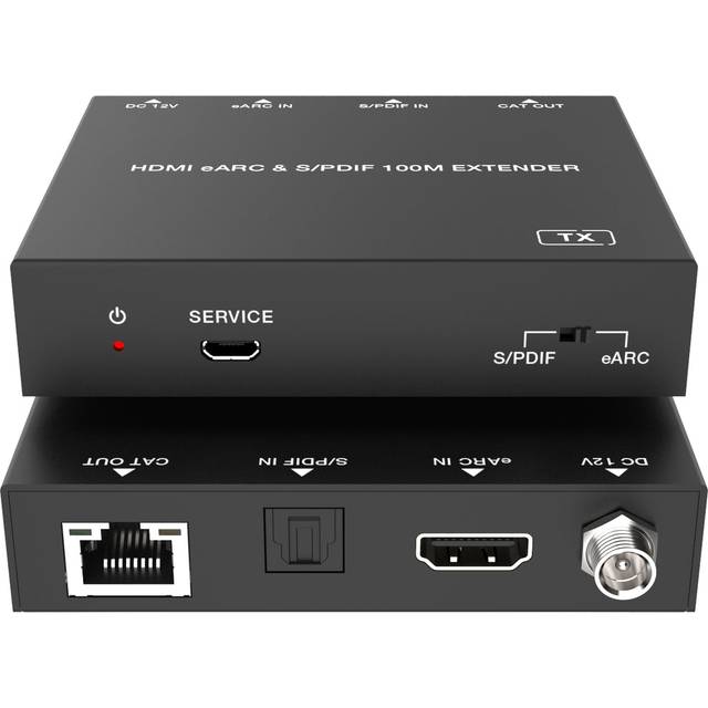 NÖRDIC HDMI eARC SPDIF Ljud-förlängare över CAT6-kabel 100m