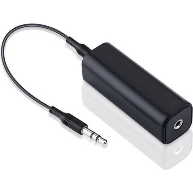 Ground Loop Noise Filter Isolator & 3.5mm Cable for Home Stereo Car Audio System Black