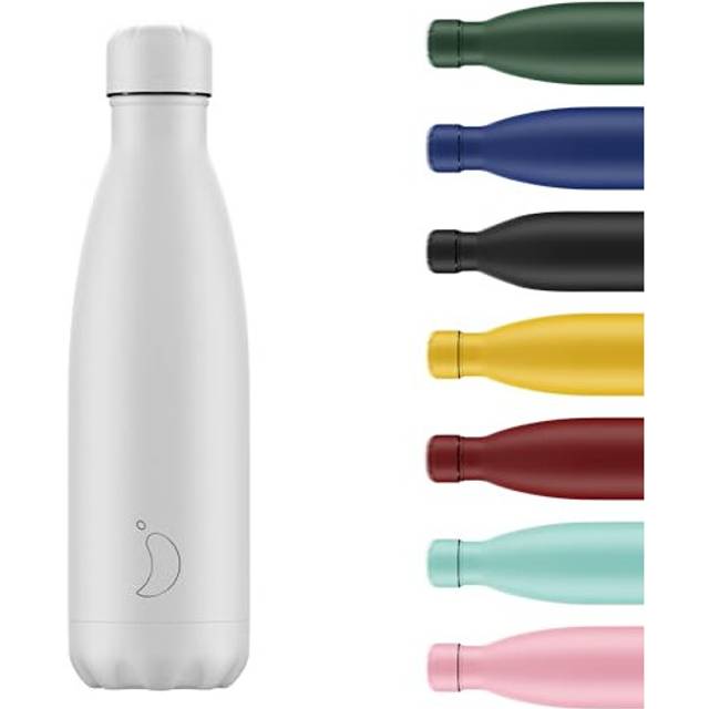 Chilly's Water Bottle - Stainless Steel and Reusable - Leak Proof, Sweat Free - Monochrome - All White, 500ml