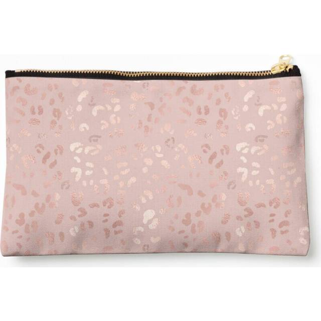 Makeup Bag Rose Gold Leopard Print Pattern Cosmetic Organizer Tyvek Paper Bags Zipper Pouch