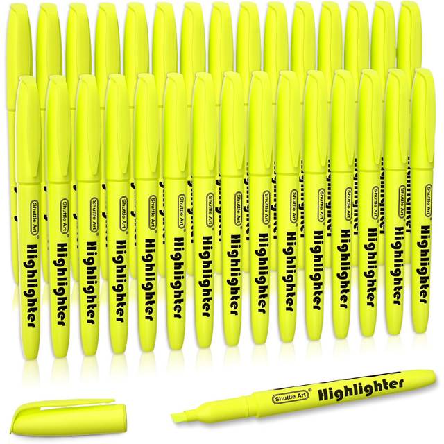Shuttle Art Yellow Highlighters, 30 Pack Highlighters Bright Colours, Chisel Tip Dry-Quickly Non-Toxic Highlighter markers for Adults Kids