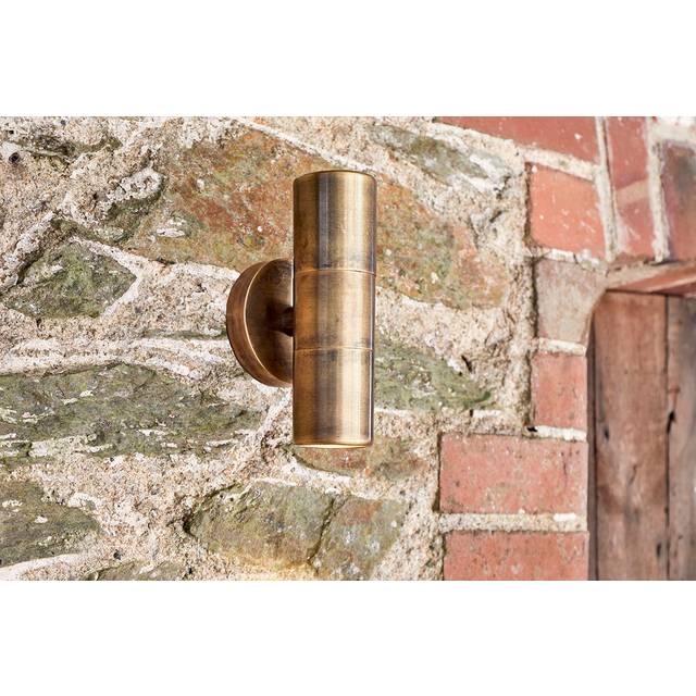 Nkuku Vitla IP44 Outdoor Up and Down Wall Lamp in Antique Brass