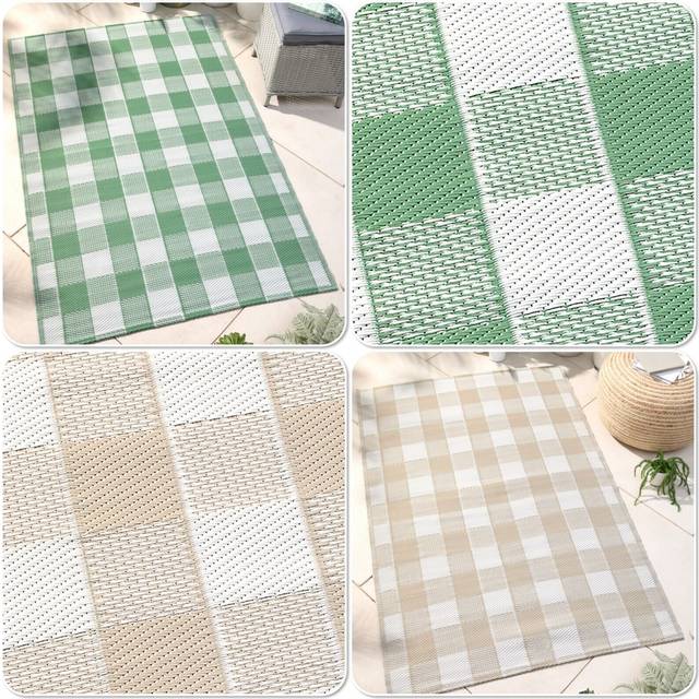 Dreams & Drapes Gingham Outdoor Rug 120cm x 170cm Green