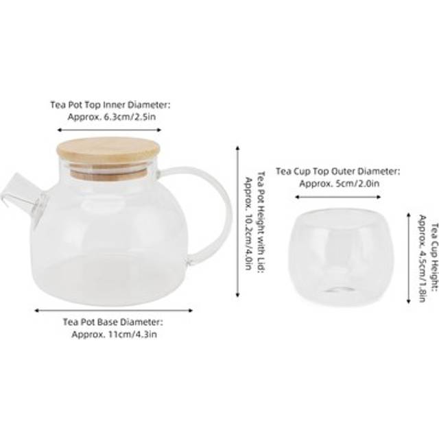 Tea Pot Set Tea Kettle 500ml With 6 Double Layer Cups For Home
