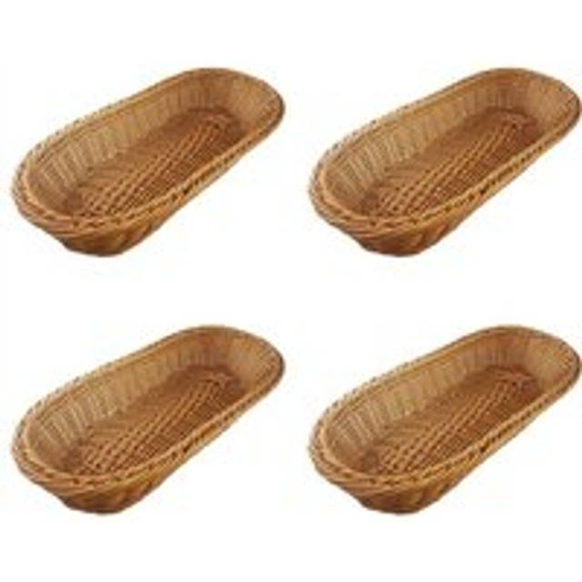 4X Oval Wicker Woven Bread Serving Basket, 14 Inch Storage for Tabletop Cosmetic Fruit Food Storage and Bathroom