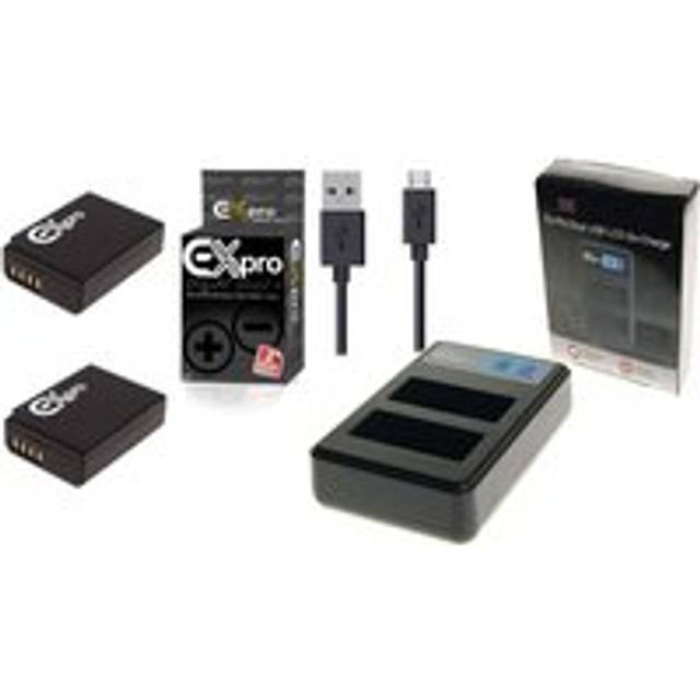 Ex-Pro© Canon LP-E10, LPE10, LC-E10, LCE10 LCD DUAL Go-Charge USB Charger with 2 x Ex-Pro LP-E10 Batteries [VALUE KIT]