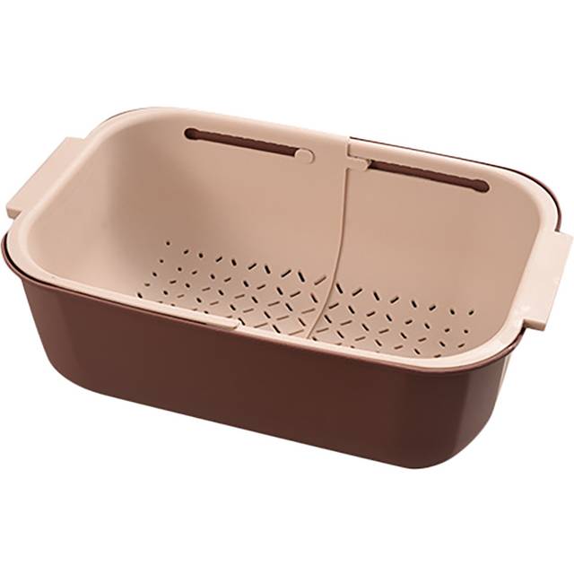 Double-layer Drain Basket Over The Sink Colander Dish Fruit1994