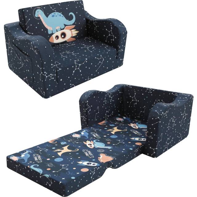 MeMoreCool Folding Kids Sofa, Foldable Chair Comfy for Toddlers 1-3, Toddler Couch Fold Out Couch 2-in-1 Sofa Bed for Playroom, Baby Lounge Chair for