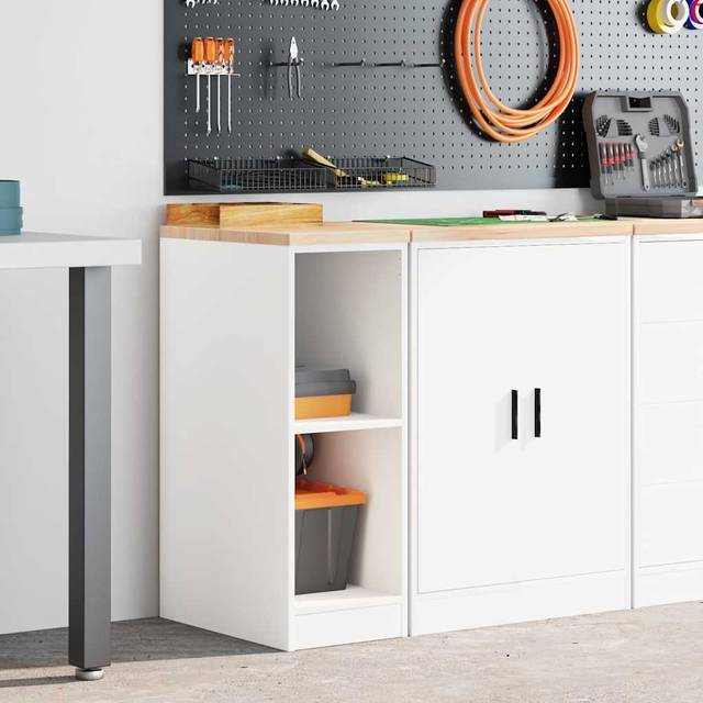 vidaXL Garage Storage Cabinet White 30x51x85 cm Solid Wood Pine
