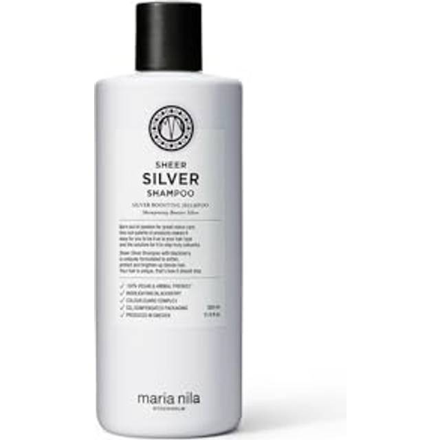 Maria Nila Sheer Silver, Schampo 350 ml, Neutraliserar gyllene nyanser, Violetta pigment ger en svalare ton, 100% Vegan & sulfat-/parabenfri