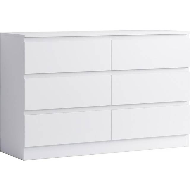 FWStyle Carlton 6 Drawer Matt White Chest of Drawers