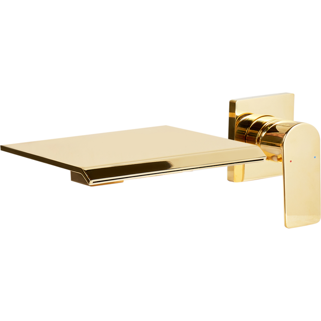 Beliani Wall Mounted Basin Mixer Tap Aponwao Brass Gold, Gold
