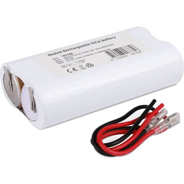Bright Source 4 D Cell, 2+2 Twin 4.8v 4000mAh NiCd Rechargeable Emergency Lighting Battery with Electrical Contact Solder Tags & Attachable Leads